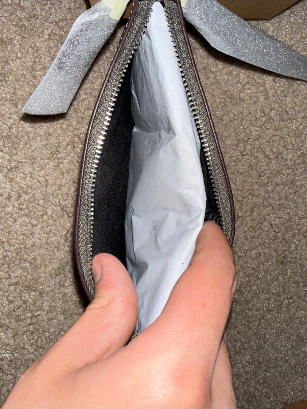 Coach Metallic Gray Pebbled Leather Wristlet - Picture 3 of 5